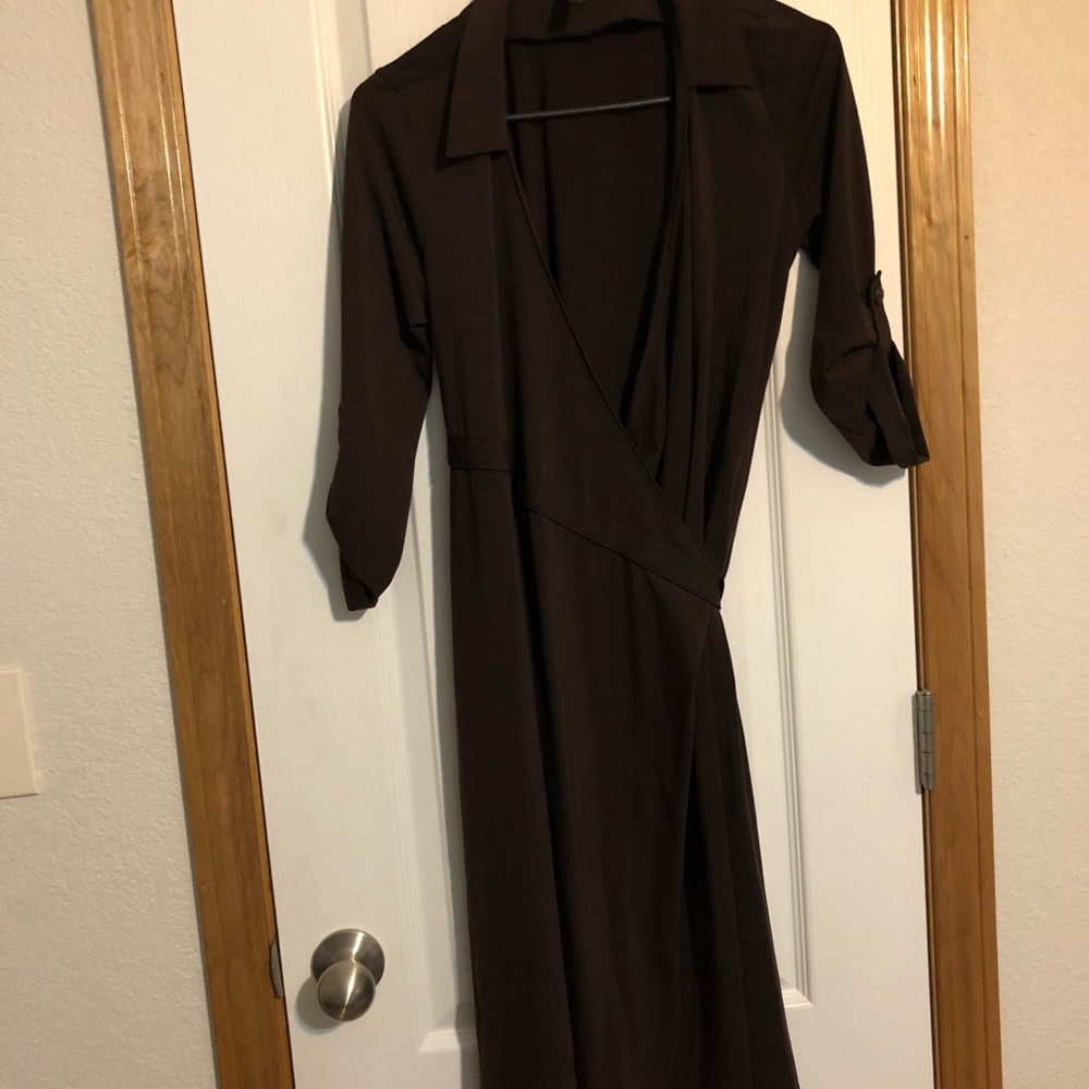 Tie over brown dress